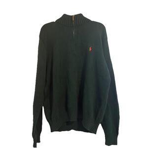Polo Ralph Lauren 1/4 Zip Pullover Sweater Mens XXL Green  100% Cotton Read